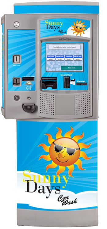 a unitec portal ti+ pay station with a custom overlay